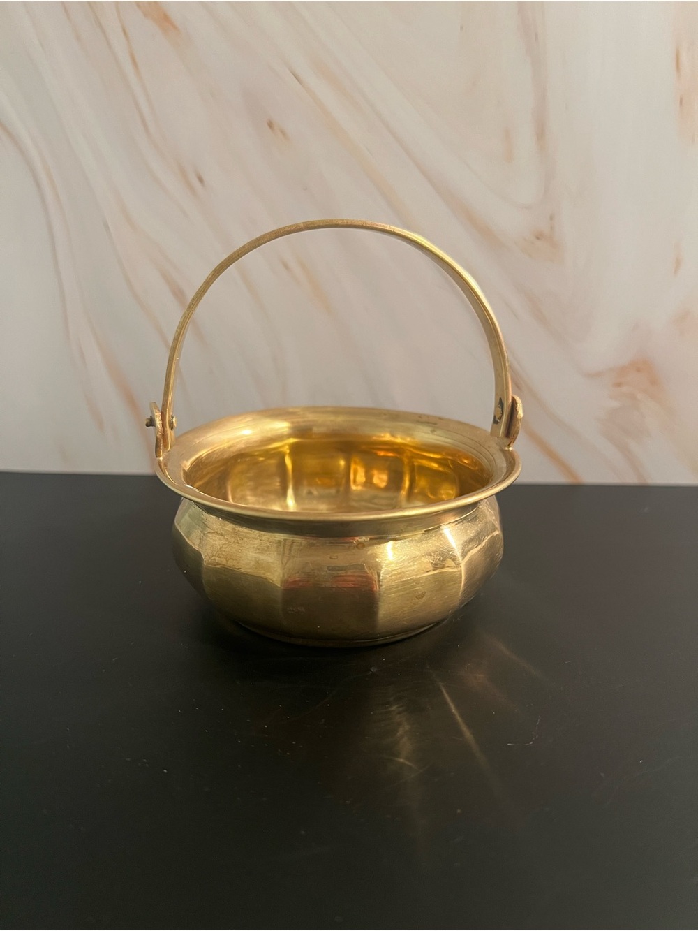 Small Brass Hanging Bowl - Polished Gold Finish
